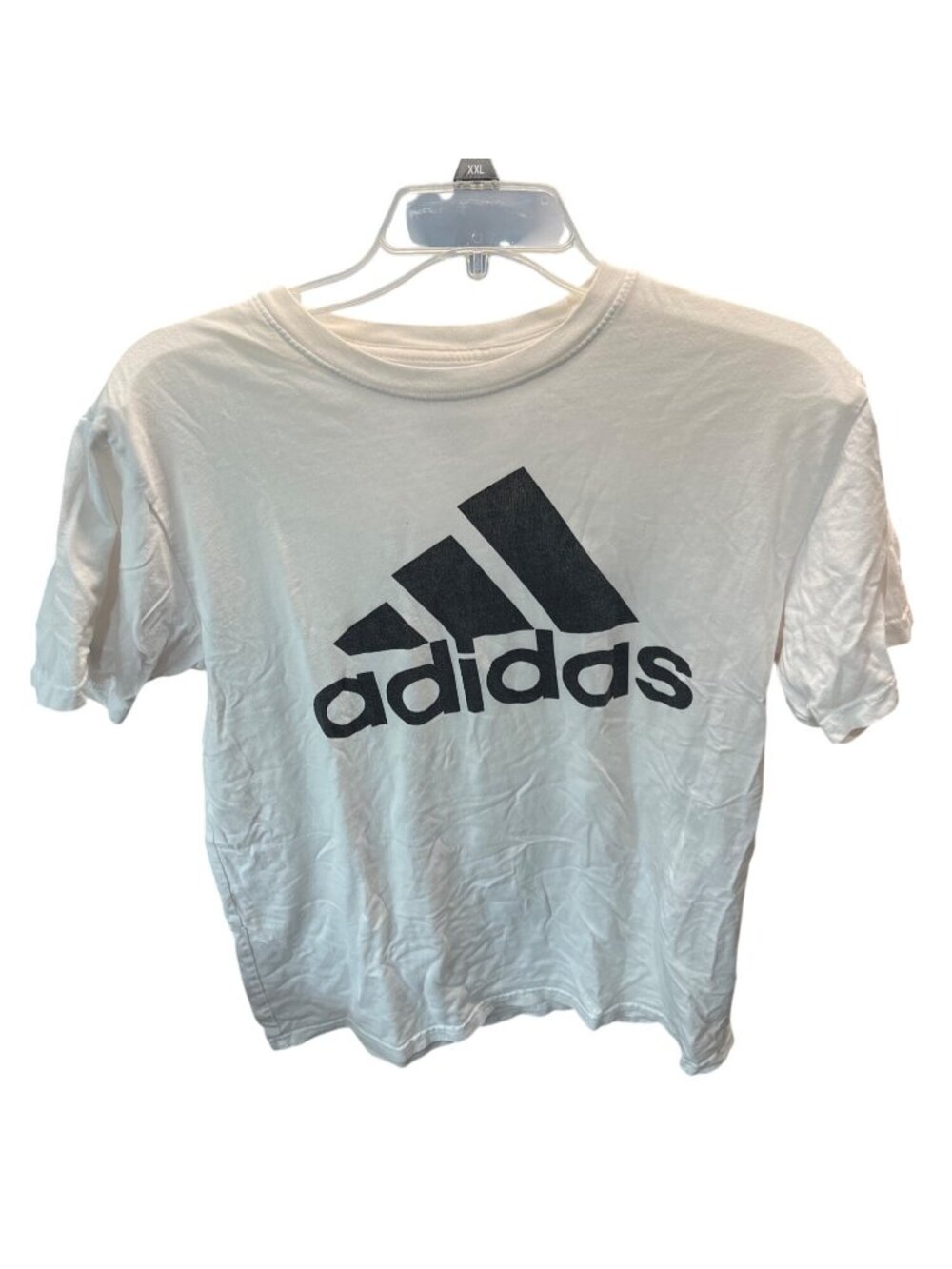Adidas Mens White Cotton Logo Graphic T-Shirt Medium Casual Style 21c